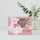 Girl Birth Announcement Briefkaart (Staand voorkant)