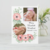 Girl Birth Announcement Flower Photo Card Aankondiging (Staand voorkant)