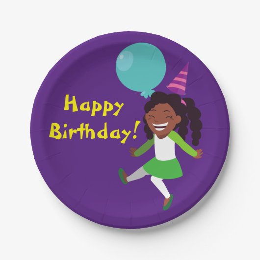 Girl Birthday Party (Afrikaans-Amerikaans) Papieren Bordje (Voorkant)