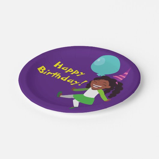 Girl Birthday Party (Afrikaans-Amerikaans) Papieren Bordje (Gekanteld)
