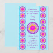 Girl Birthday Party Invision Any Age Cool Blue Kaart (Voorkant / Achterkant)