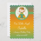 Girl Birthday Party Invitation Angel Design 1 Kaart (Voorkant)