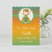 Girl Birthday Party Invitation Angel Design 1 Kaart (Staand voorkant)