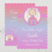 Girl Birthday Party Invitation Angel Design 2 Kaart (Voorkant / Achterkant)