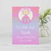 Girl Birthday Party Invitation Angel Design 2 Kaart (Staand voorkant)