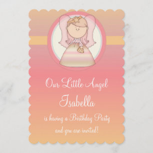 Girl Birthday Party Invitation Angel Design 5 Kaart
