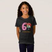 GIRL Birthday Party Pirate 6th Name T-Shirt (Voorkant volledig)