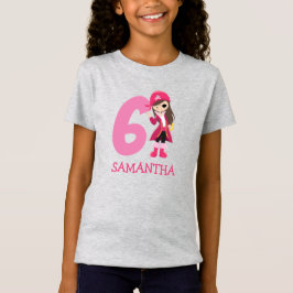 GIRL Birthday Party Pirate 6th Name T-Shirt