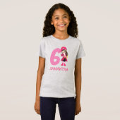 GIRL Birthday Party Pirate 6th Name T-Shirt (Voorkant volledig)