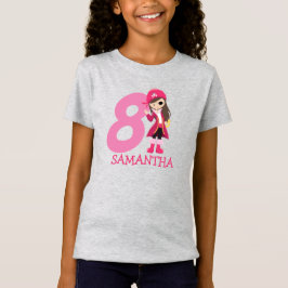 GIRL Birthday Party Pirate 8th Name T-Shirt
