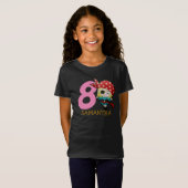 GIRL Birthday Party Pirate 8th Name T-Shirt (Voorkant volledig)
