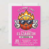 Girl birthday party with a basketball Ball theme Kaart (Voorkant)