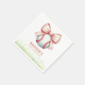 Girl Birthday Personalized Pink Baseball Bow Servet (Hoek)