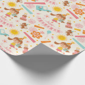 Girl Birthday Pink Cadeaupapier (Hoek)