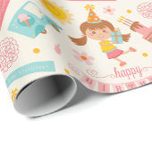 Girl Birthday Pink Cadeaupapier (Rol Hoek)