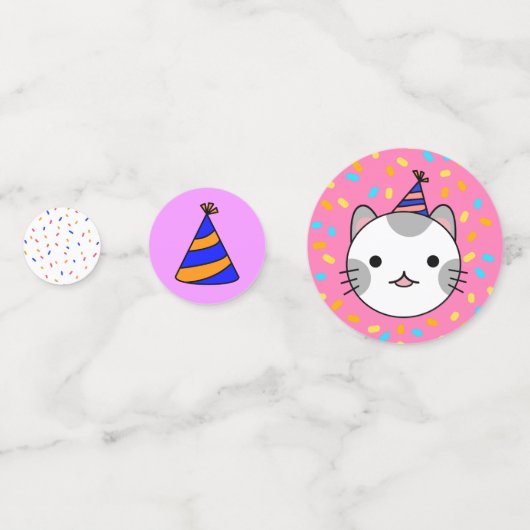 Girl Birthday Pink Cat Party Decoratie Confetti (Voorkanten)