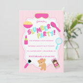 Girl Birthday Slumber Party Invitation Kaart (Staand voorkant)