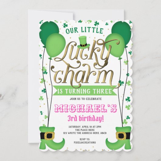 Girl Birthday, St Patrick's Day, Lucky Charm Kaart (Voorkant)