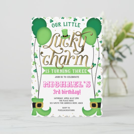 Girl Birthday, St Patrick's Day, Lucky Charm Kaart (Staand voorkant)
