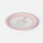 Girl Birthday Waterverf Pink & Turquoise Dinosaur Papieren Bordje (Gekanteld)