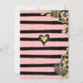 Girl Black Gold Unicorn Baby shower Kaart (Achterkant)