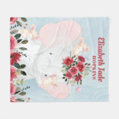 Girl Blanket met Elephant Burgundy Maroon Flowers Fleece Deken (Voorkant (Horizontaal))