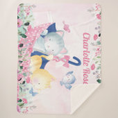 Girl Blanket met roze bloemen en Cute Kittens Sherpa Deken (Voorkant)