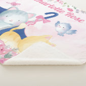 Girl Blanket met roze bloemen en Cute Kittens Sherpa Deken (3/4)