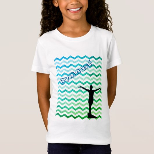 Girl Blue Chevron Gymnast Gymnastics T-Shirt (Voorkant)