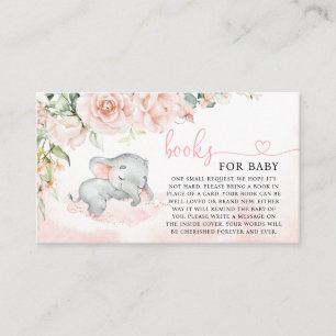 Girl Blush Elephant Baby shower Books for Baby Visitekaartje
