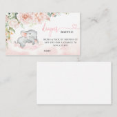 Girl Blush Elephant Baby shower Diaper Raffle Visitekaartje (Voorkant / Achterkant)