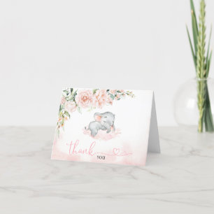 Girl Blush Elephant Baby shower Hartelijk dank Bedankkaart