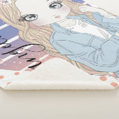 Girl Blush Flowers Heart en Polka Dots Sherpa Deken (3/4)