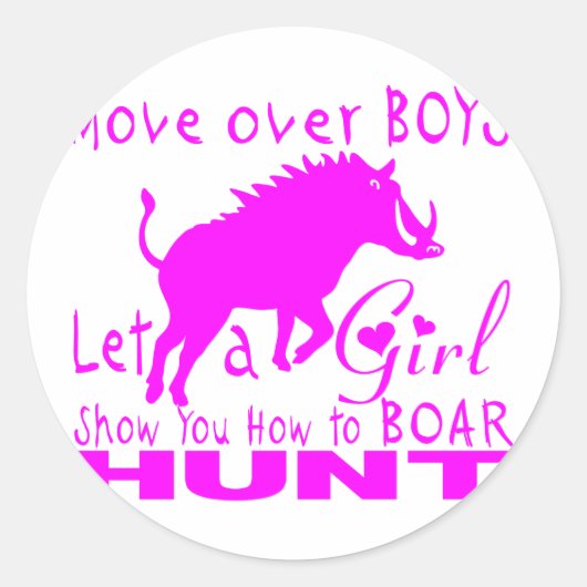 GIRL BOAR HUNDING RONDE STICKER (Voorkant)