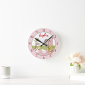 Girl Boerderij Animal Specialized Nursery Wall Clo Ronde Klok (Huis)