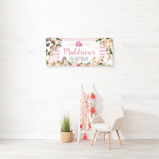 Girl Boerderij Birthday banner (Insitu)