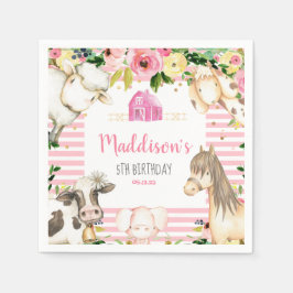 Girl Boerderij Birthday napkin Servet