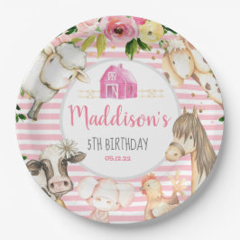 Girl Boerderij Birthday paper bord