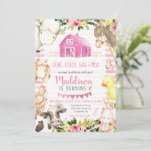 Girl Boerderij Birthday Uitnodiging (Staand voorkant)