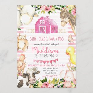 Girl Boerderij Birthday Uitnodiging