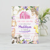 Girl Boerderij Birthday Uitnodiging (Staand voorkant)
