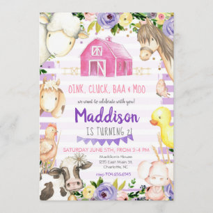Girl Boerderij Birthday Uitnodiging