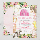 Girl Boerderij Birthday Uitnodiging (Voorkant / Achterkant)