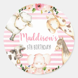 Girl Boerderij Birthday Uitnodiging Ronde Sticker