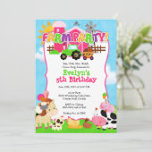 Girl Boerderij Invitation - Boerderij Birthday for Kaart (Staand voorkant)