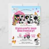 Girl Boerderij Thema Birthday Party Invitation Kaart (Voorkant)