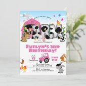 Girl Boerderij Thema Birthday Party Invitation Kaart (Staand voorkant)