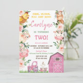 Girl Boerderij-verjaardagsuitnodiging Kaart (Staand voorkant)