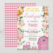 Girl Boerderij-verjaardagsuitnodiging Kaart (Voorkant / Achterkant)