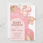 Girl Boho Arch Teddy Bear Barly Wait Baby shower Kaart (Voorkant)
